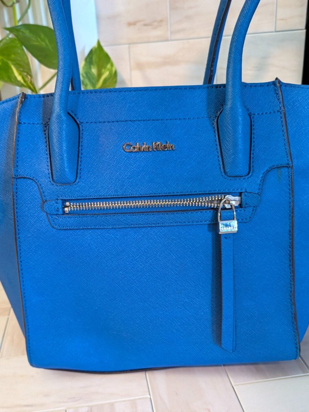 Calvin Klein Structured Tote Bag | Cobalt Blue